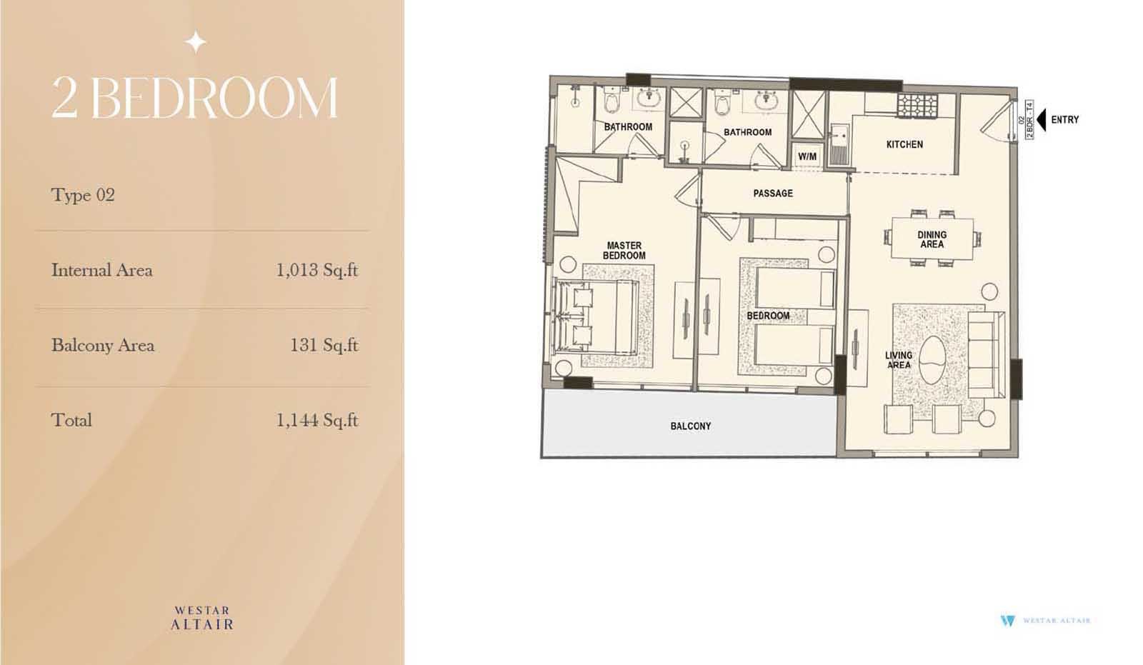 2 Bedrooms floor plan