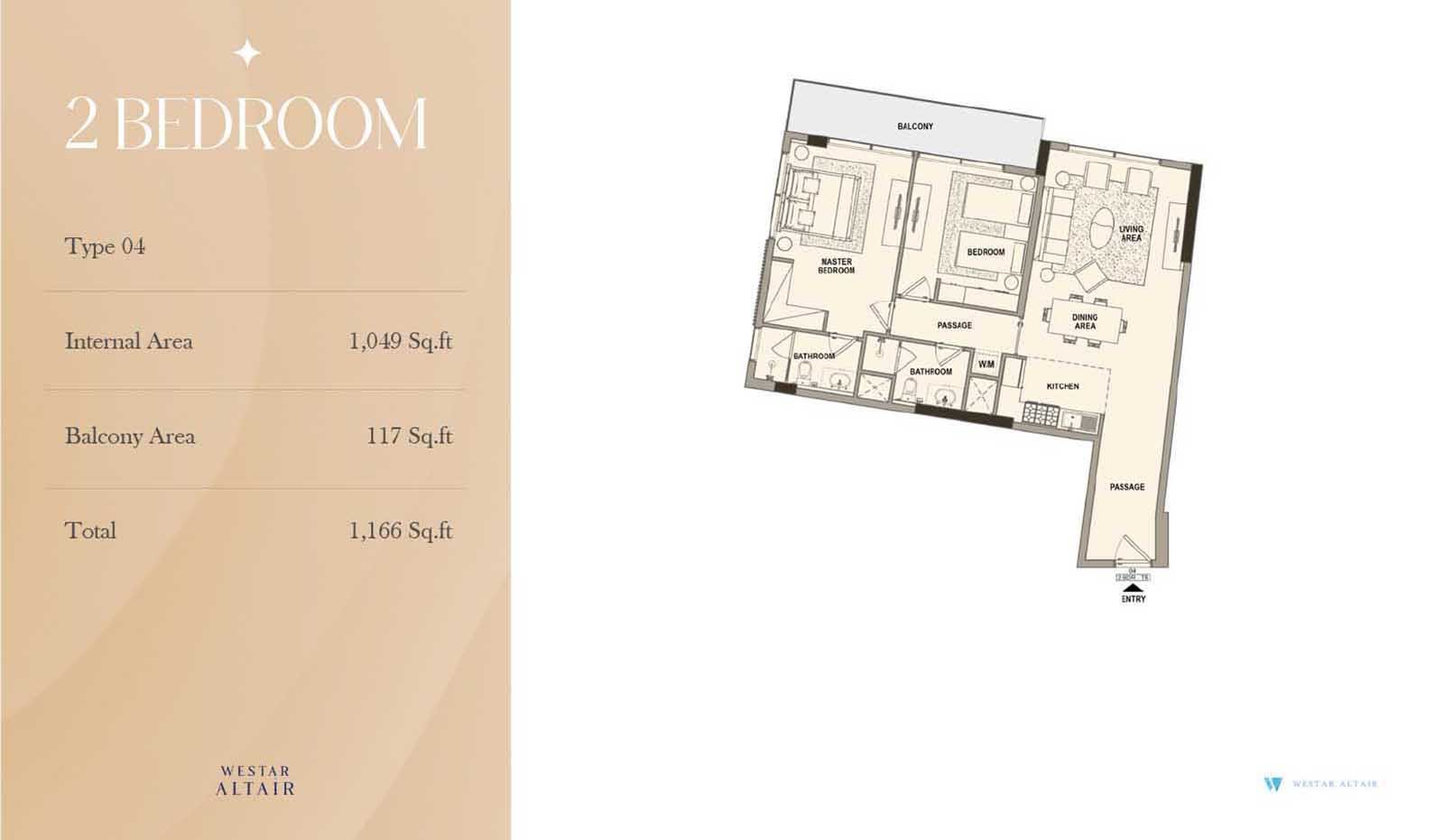 2 Bedrooms floor plan