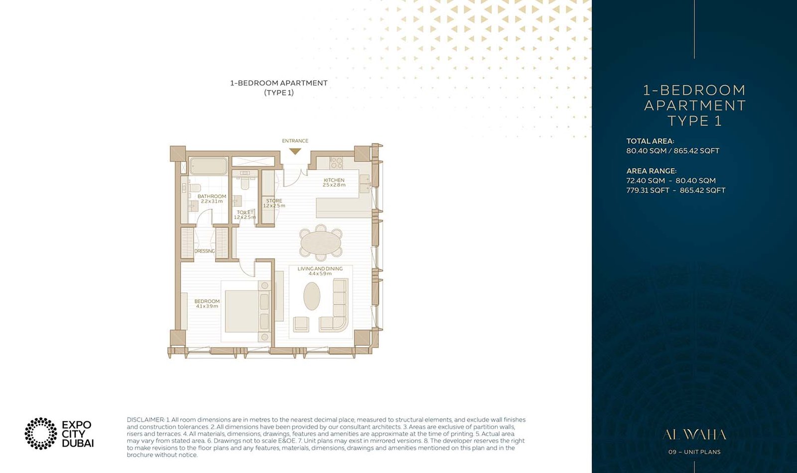 1 Bedroom floor plan