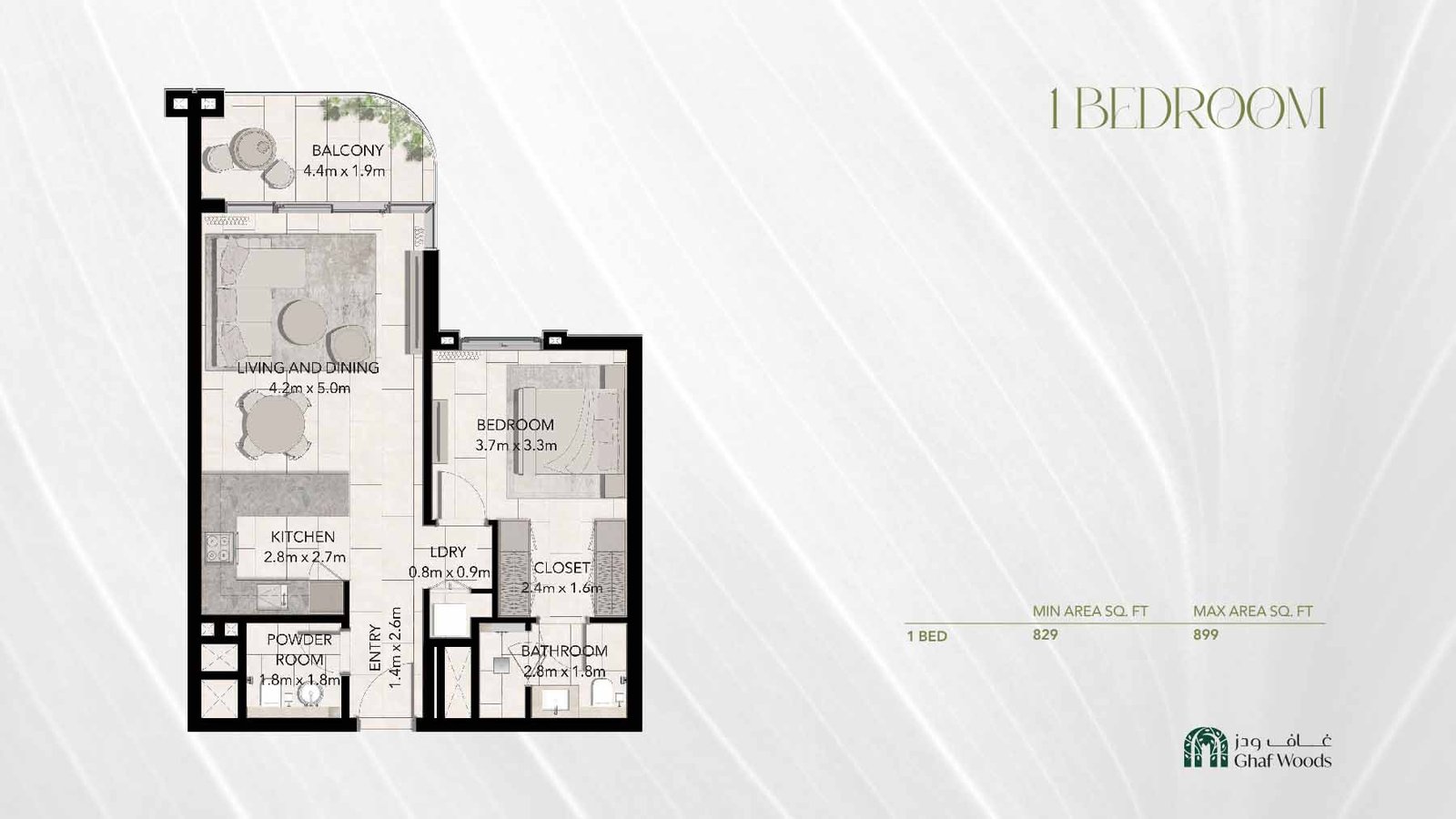 1 Bedroom floor plan
