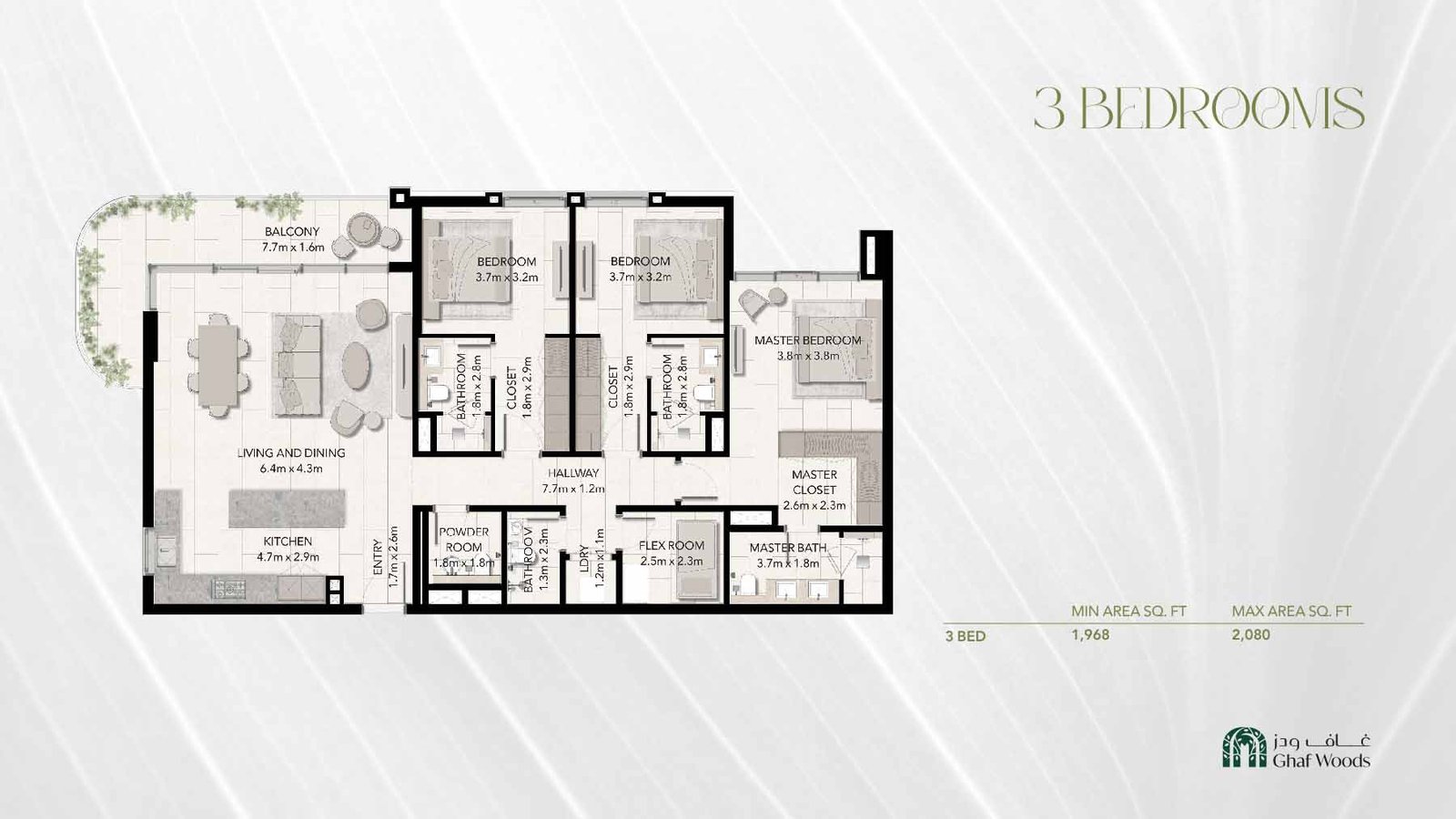3 Bedroom floor plan