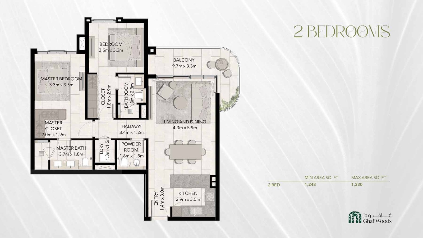 2 Bedrooms floor plan