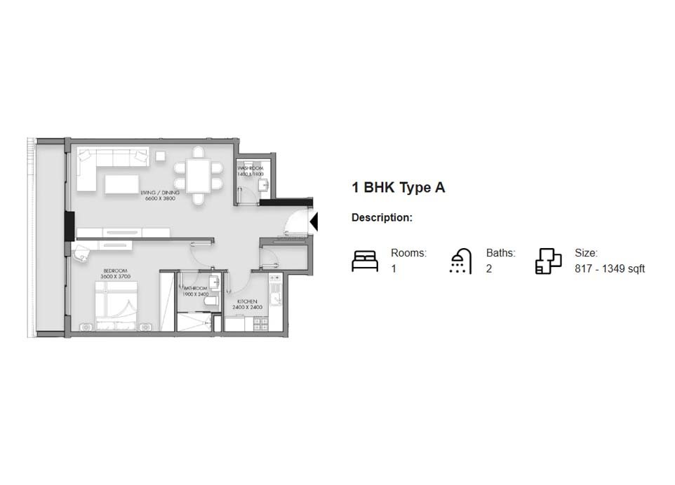 1 Bedroom floor plan