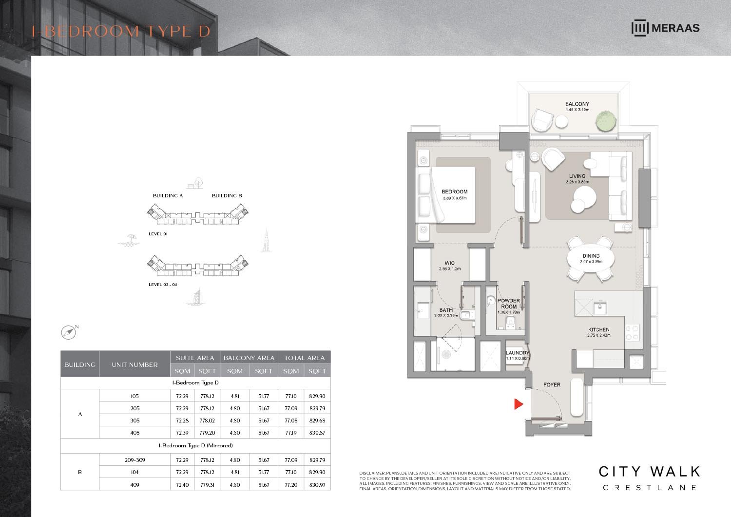 1 Bedroom floor plan