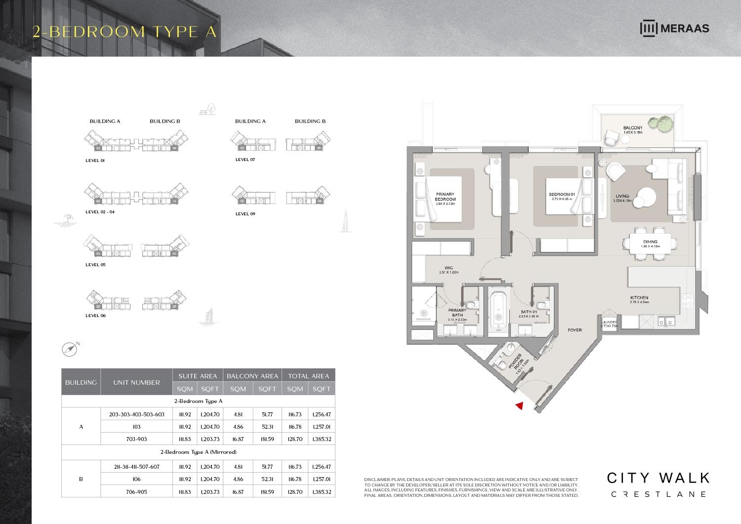 2 Bedrooms floor plan