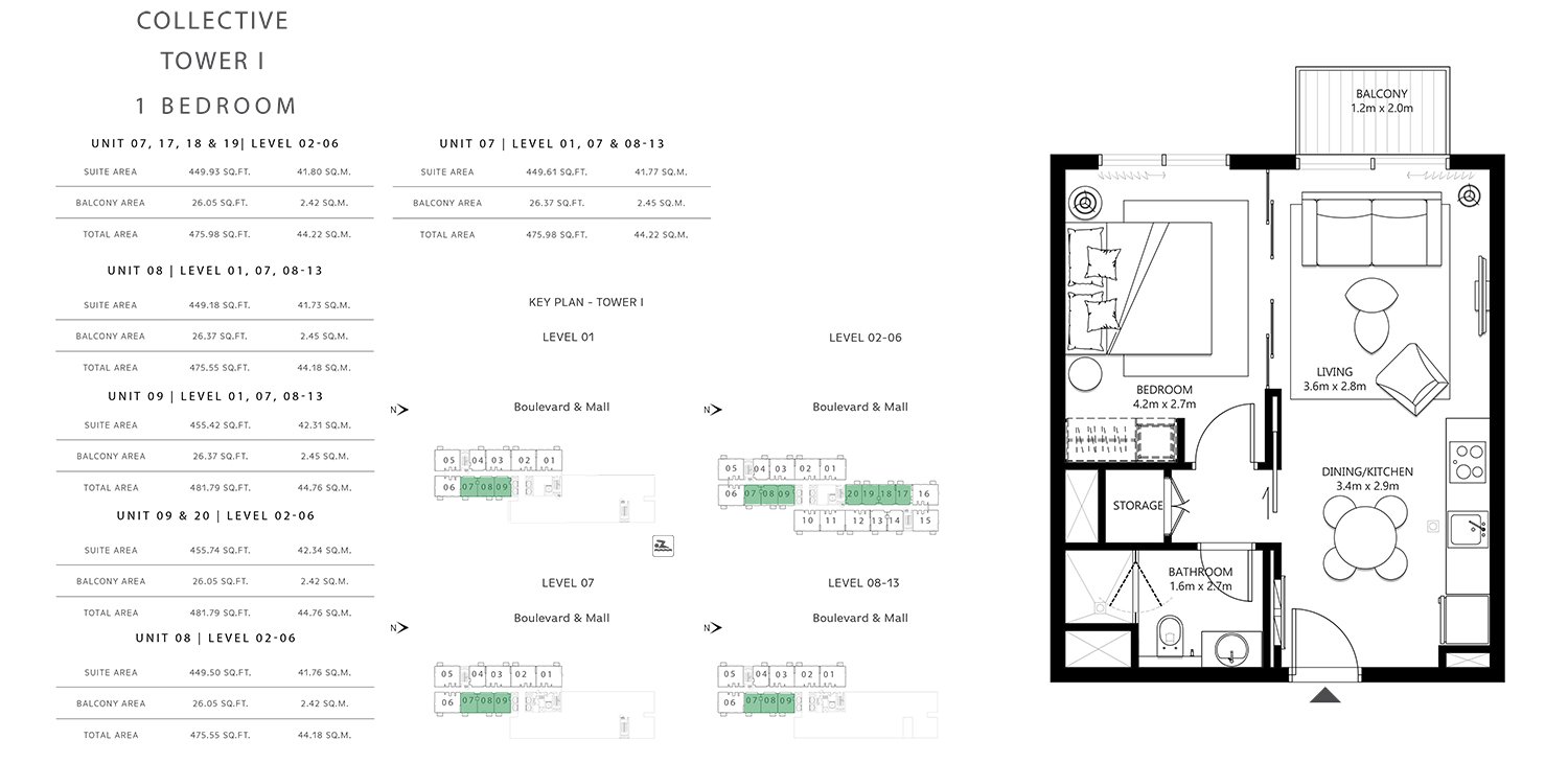 1 Bedroom floor plan