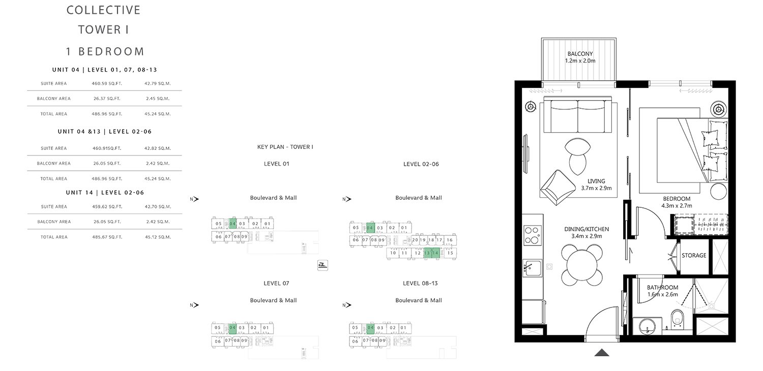 1 Bedroom floor plan