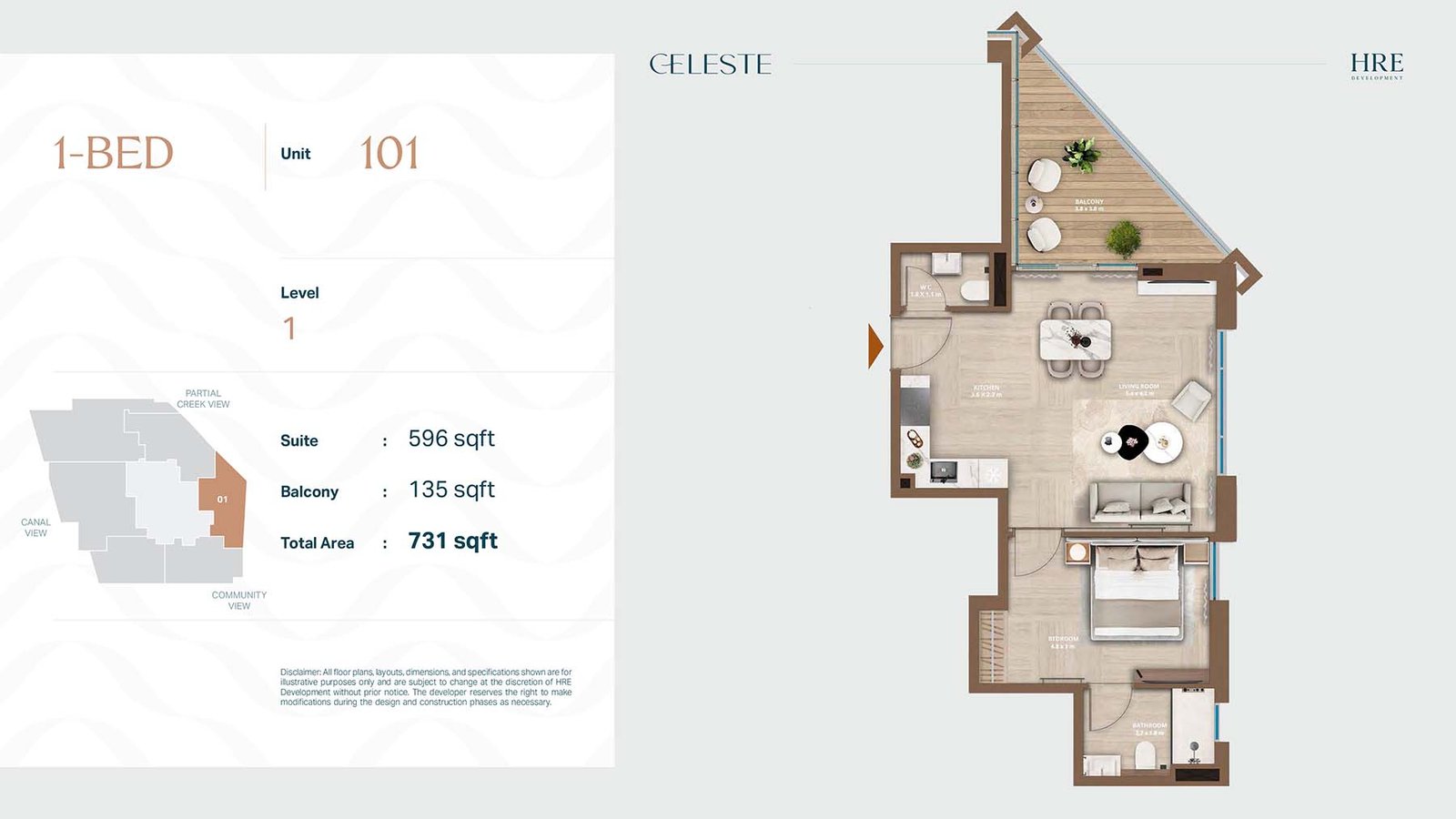 1 Bedroom floor plan