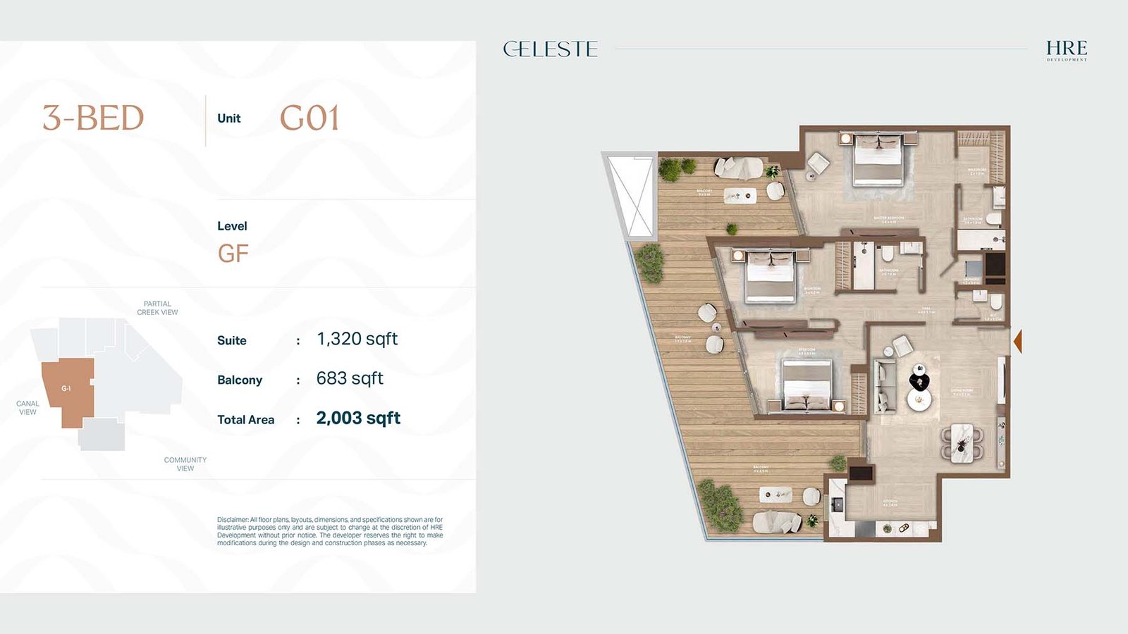 3 Bedrooms floor plan