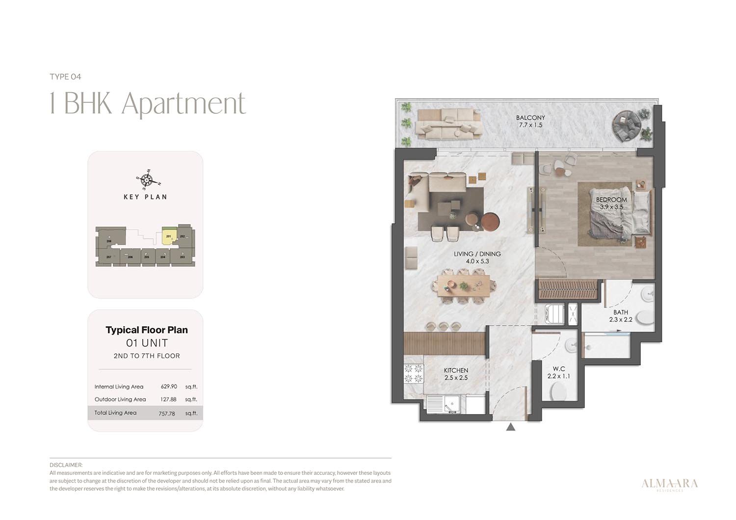 1 Bedroom floor plan