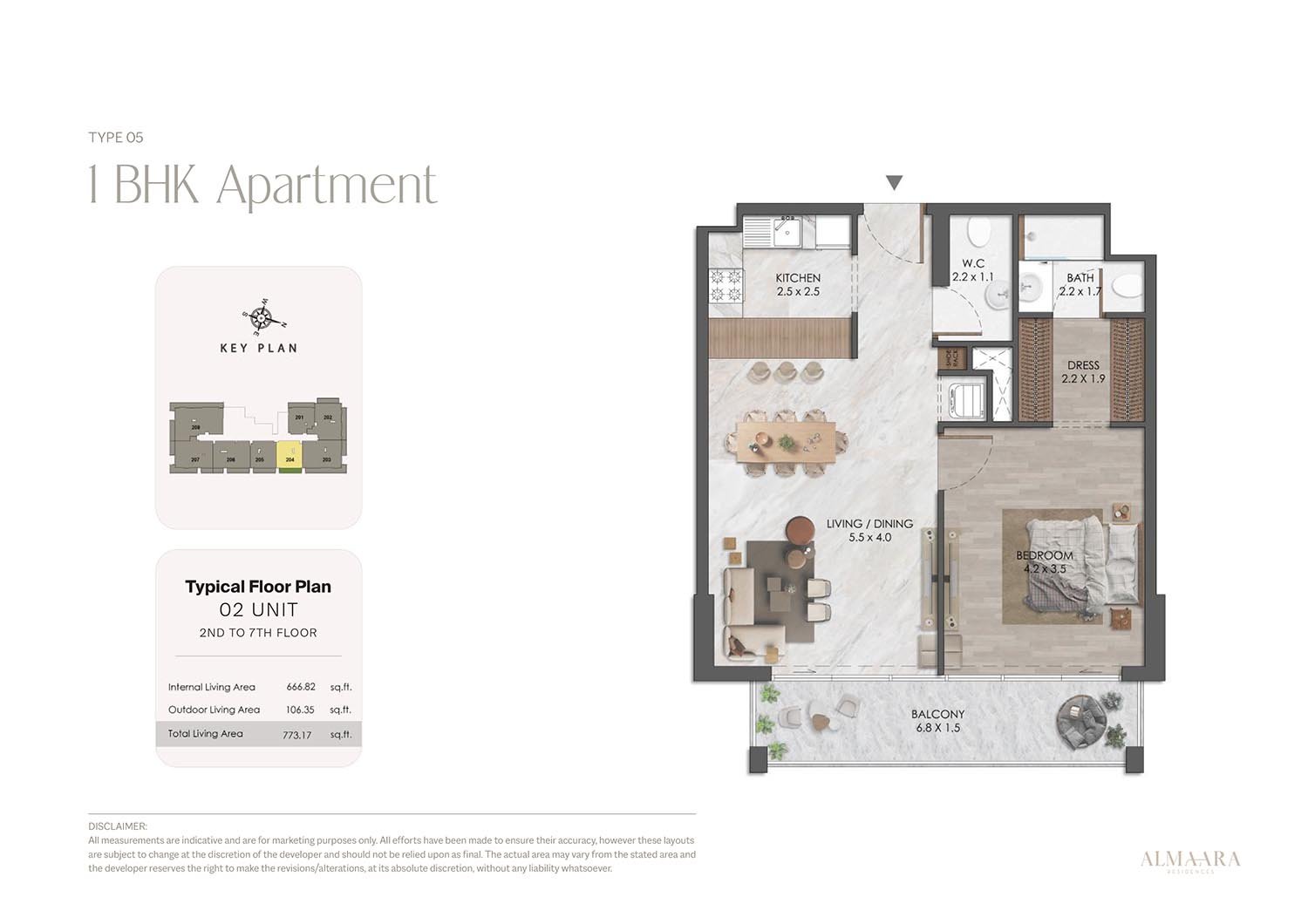 1 Bedroom floor plan
