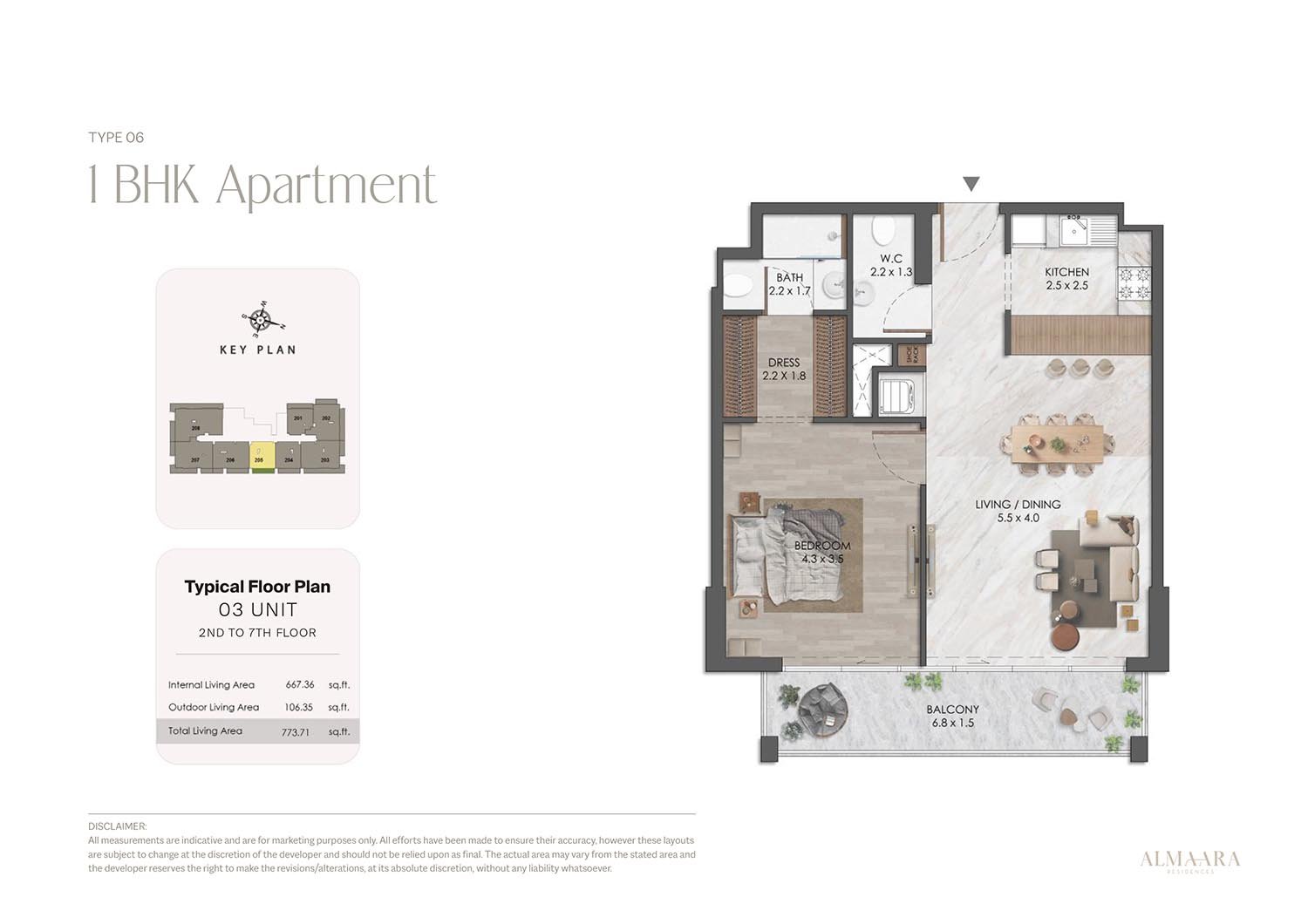1 Bedroom floor plan