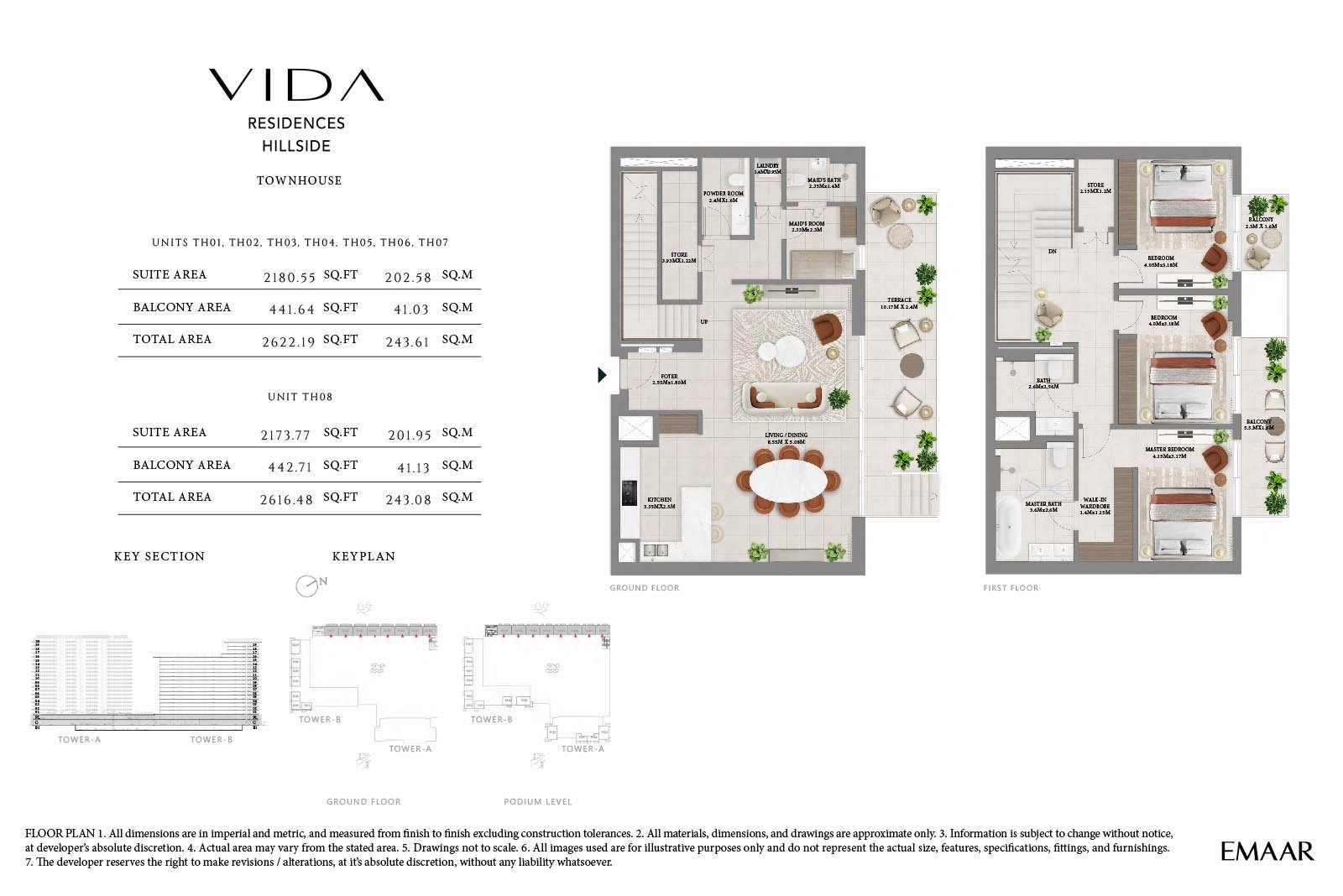 3 Bedrooms + Maid floor plan