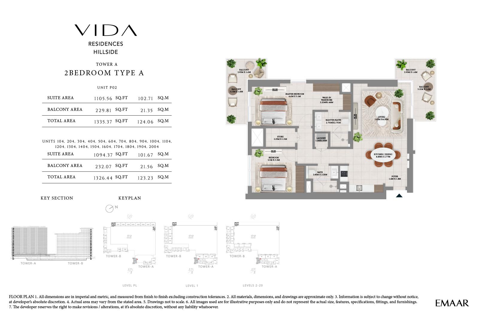 2 Bedrooms floor plan