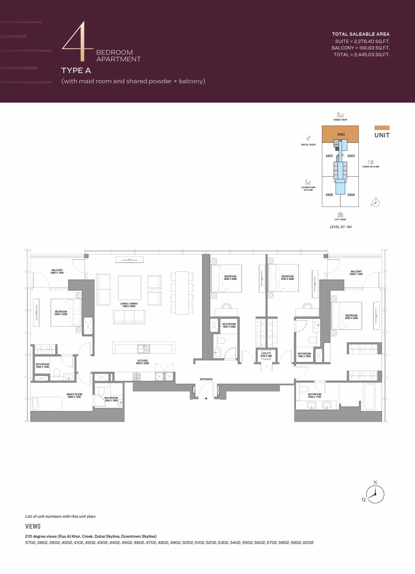 4 Bedrooms + Maid floor plan