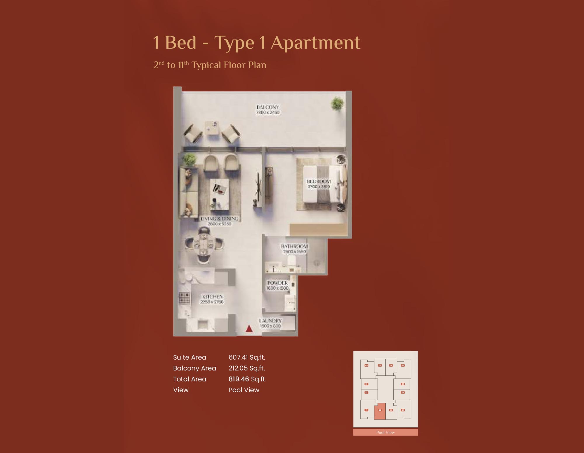 1 Bedroom floor plan