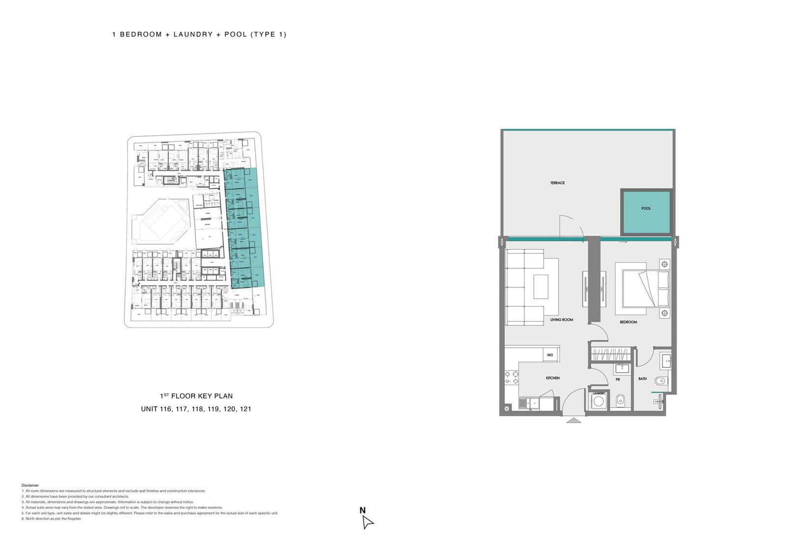1 Bedroom + Pool floor plan