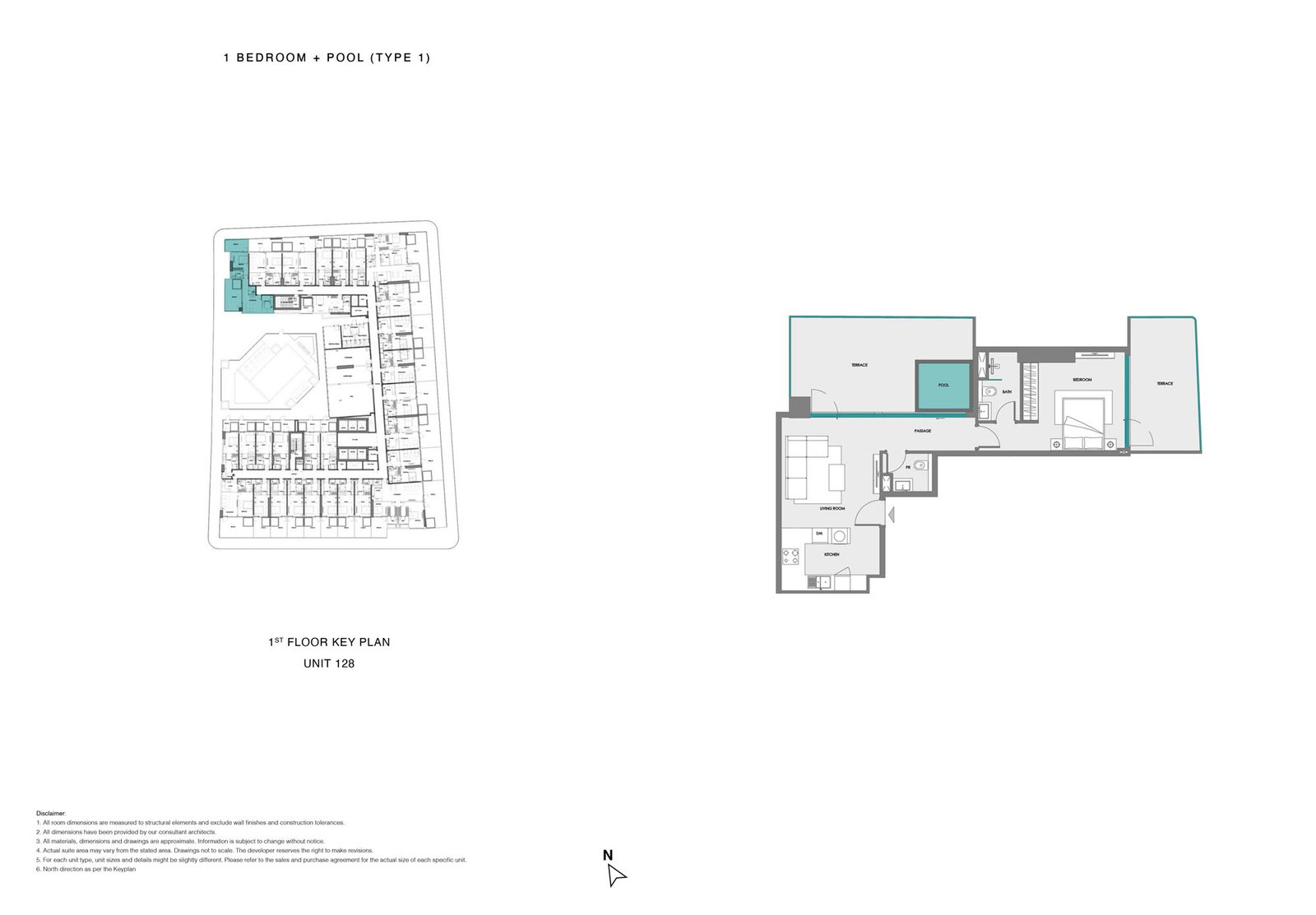 1 Bedroom + Pool floor plan