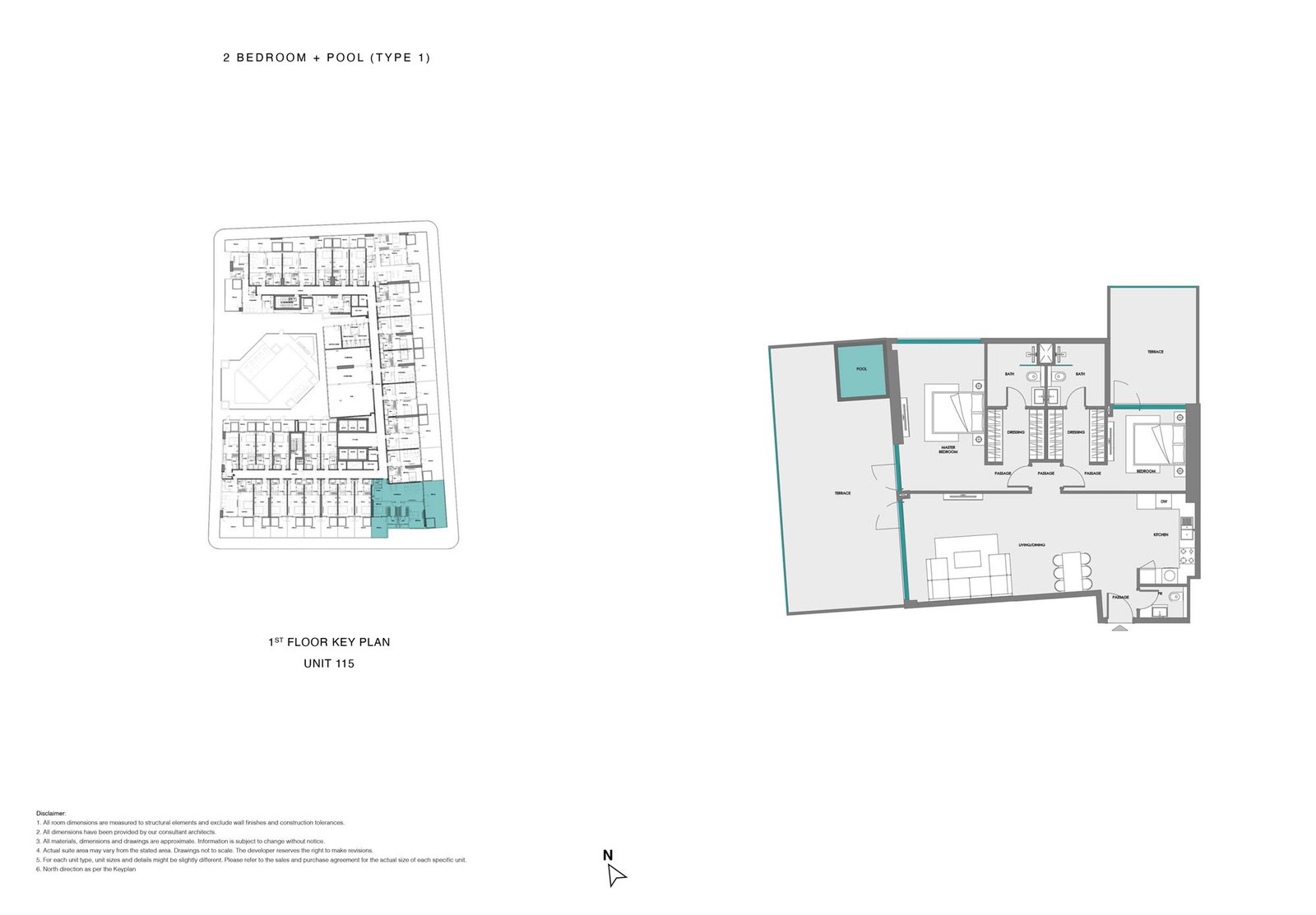 2 Bedroom + Pool floor plan