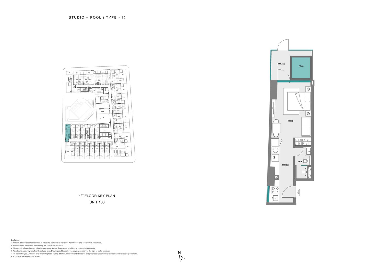 Studio + Pool floor plan