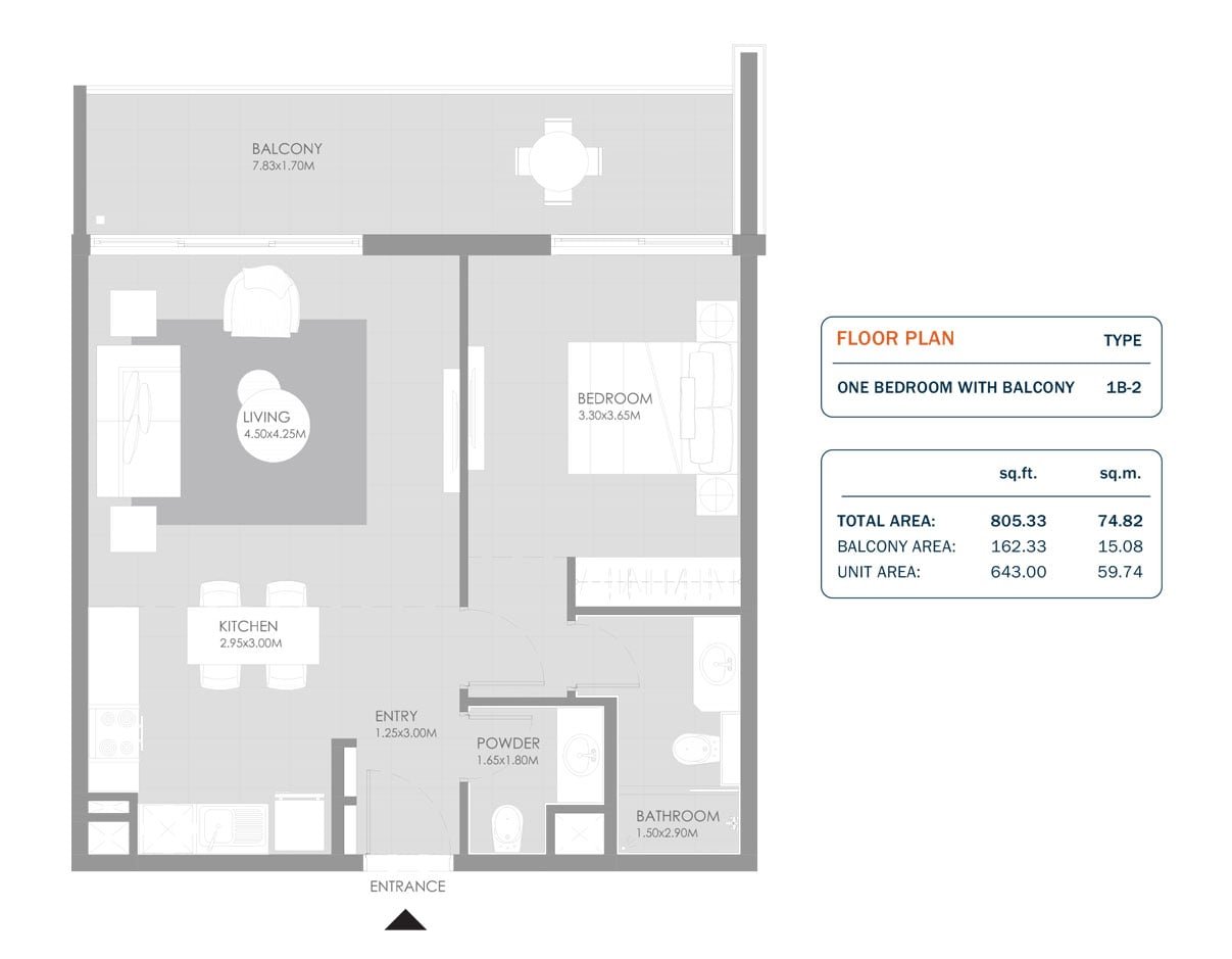 1 Bedroom floor plan