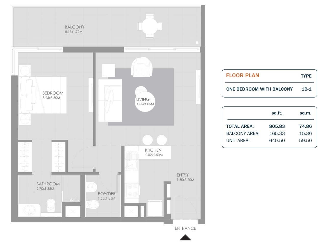 1 Bedroom floor plan