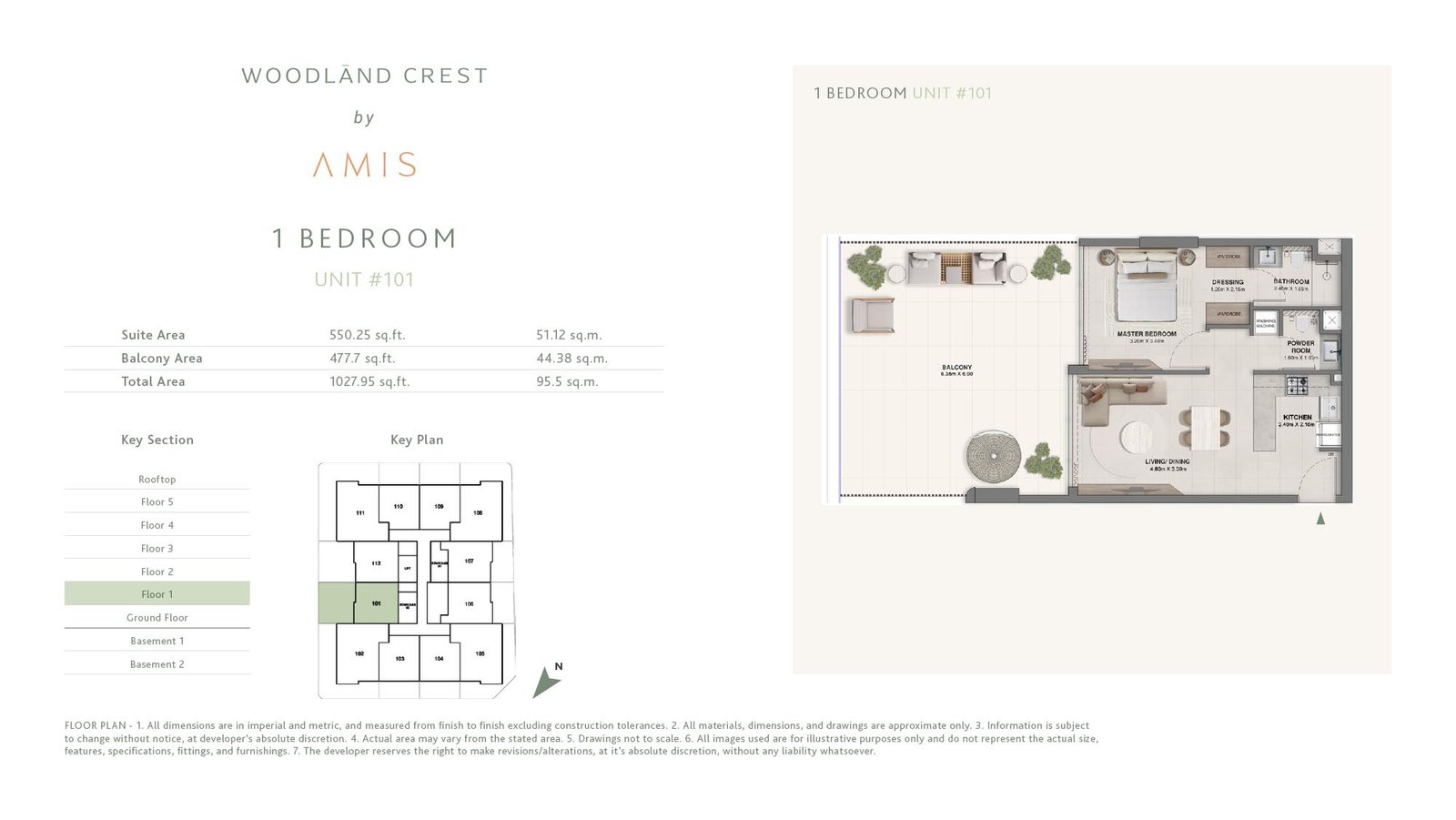 1 Bedroom floor plan