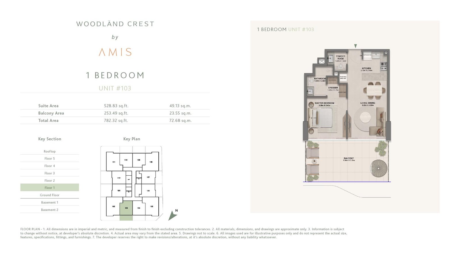 1 Bedroom floor plan