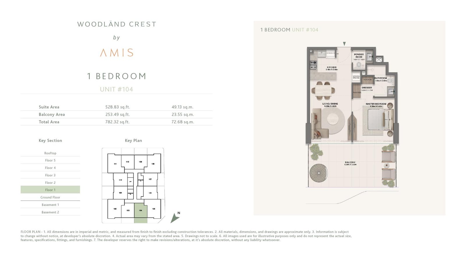 1 Bedroom floor plan