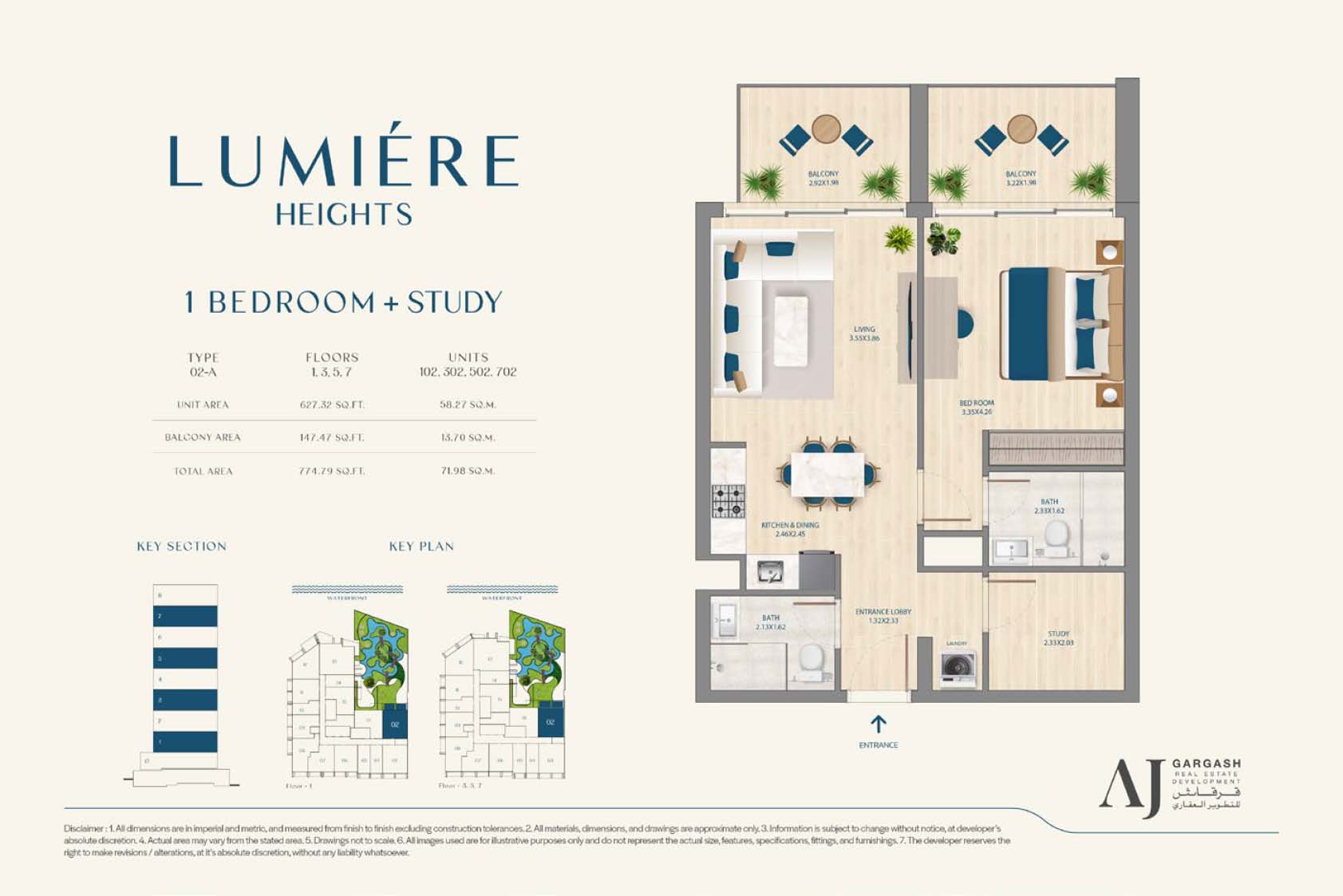 1 Bedroom + Study floor plan
