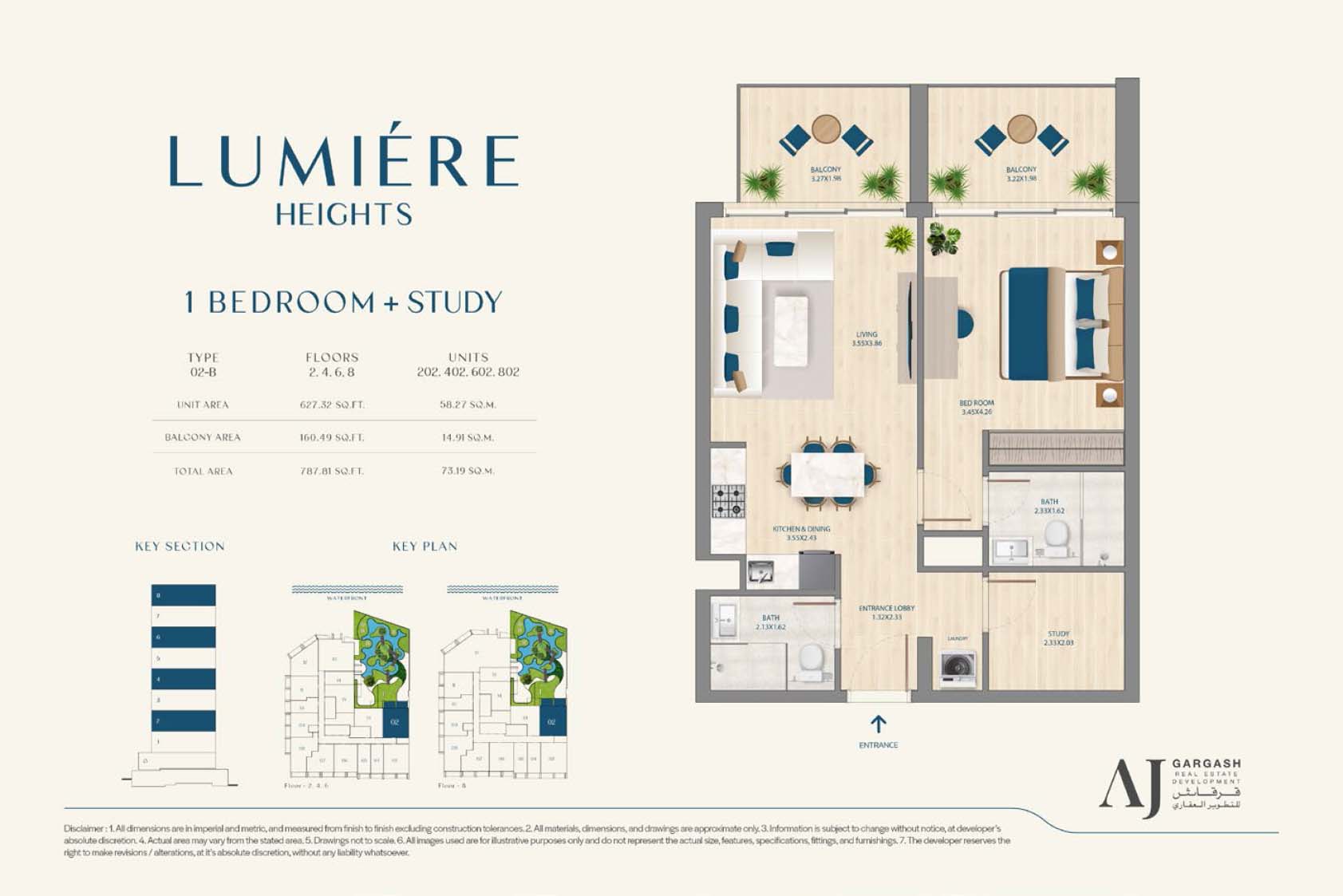 1 Bedroom + Study floor plan