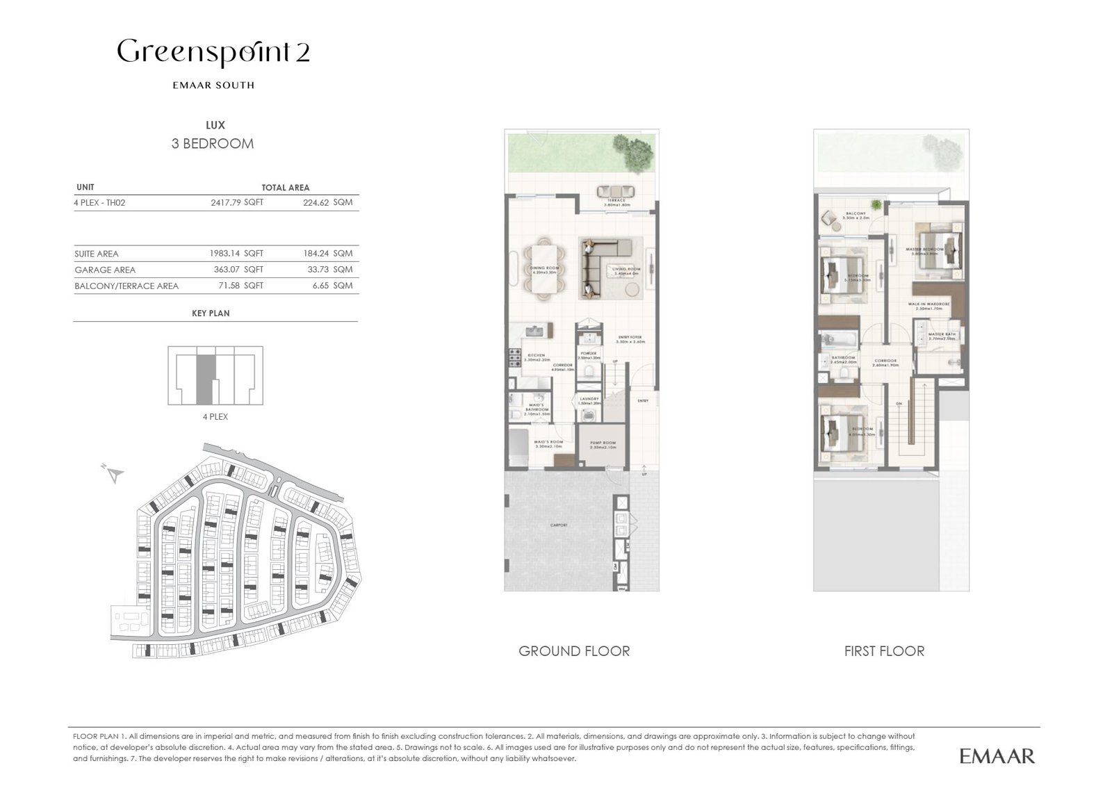 3 Bedrooms + Maid floor plan