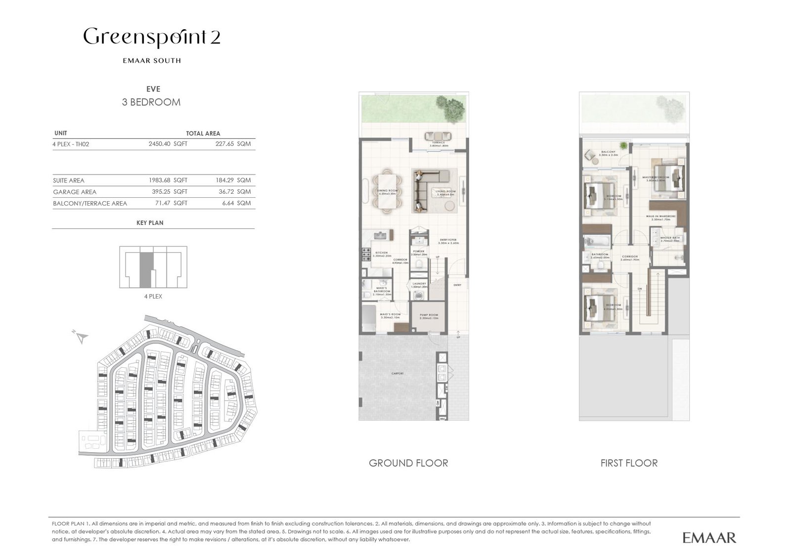 3 Bedrooms + Maid floor plan