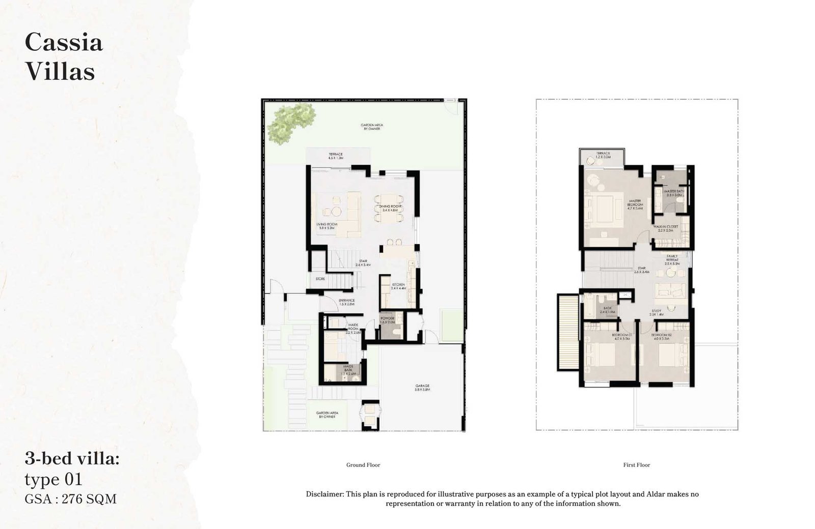 3 Bedrooms + Study + Maid floor plan