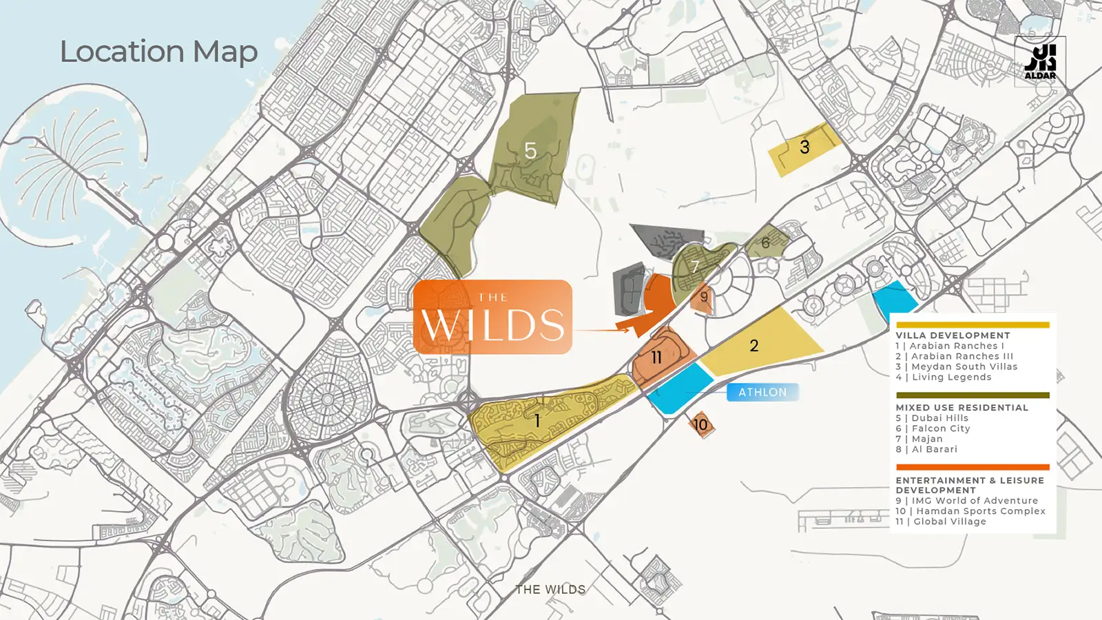 The Wilds by Aldar location map