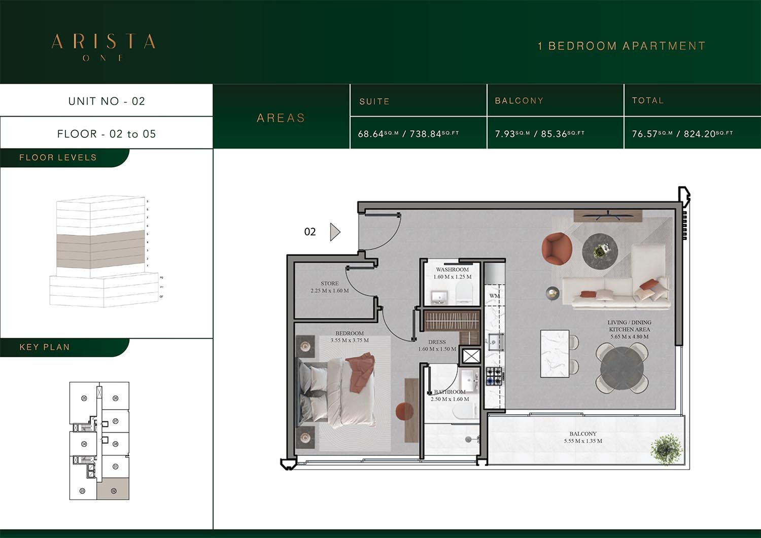 1 Bedroom + Store Room floor plan