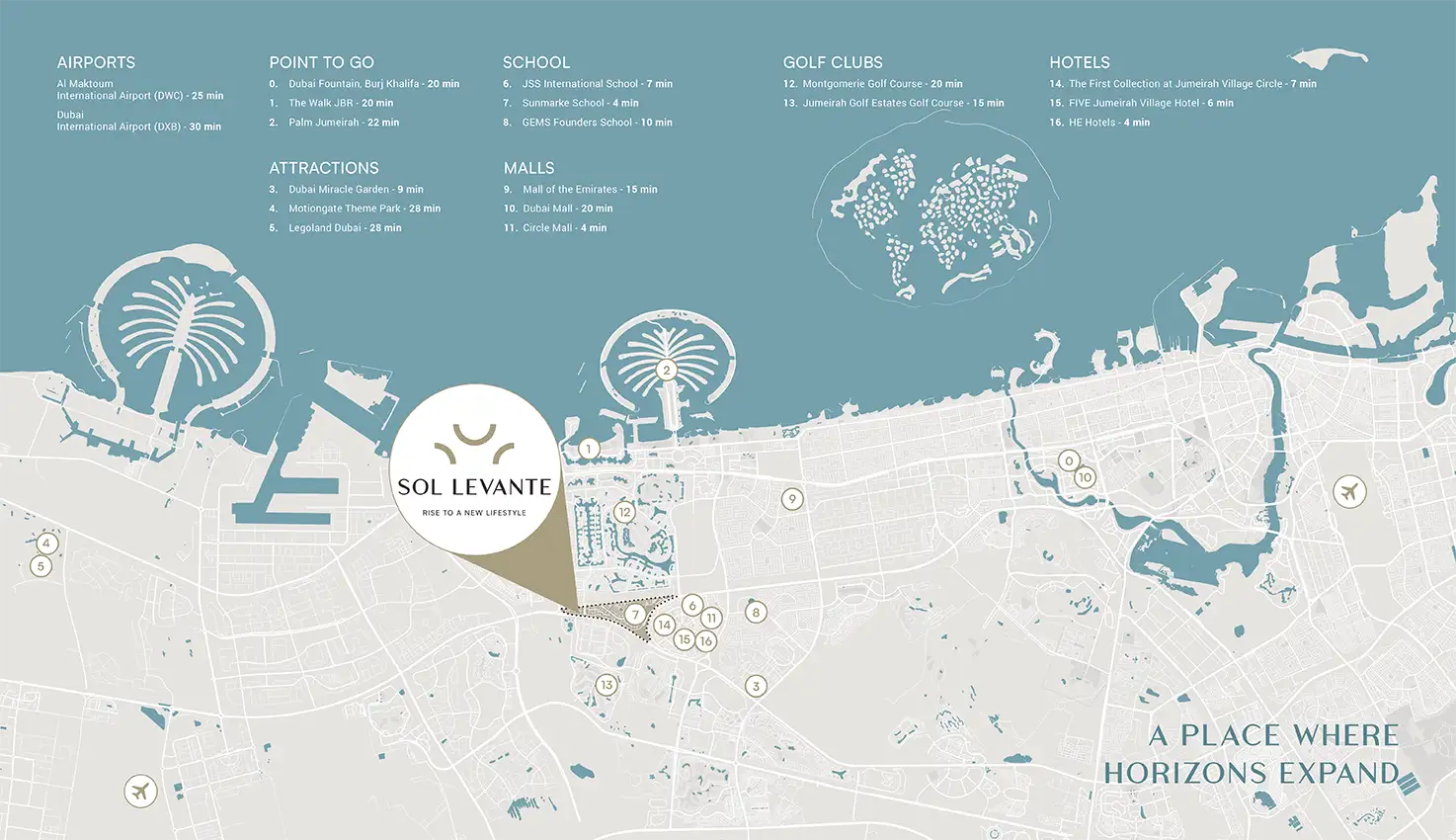Sol Levante at JVT location map