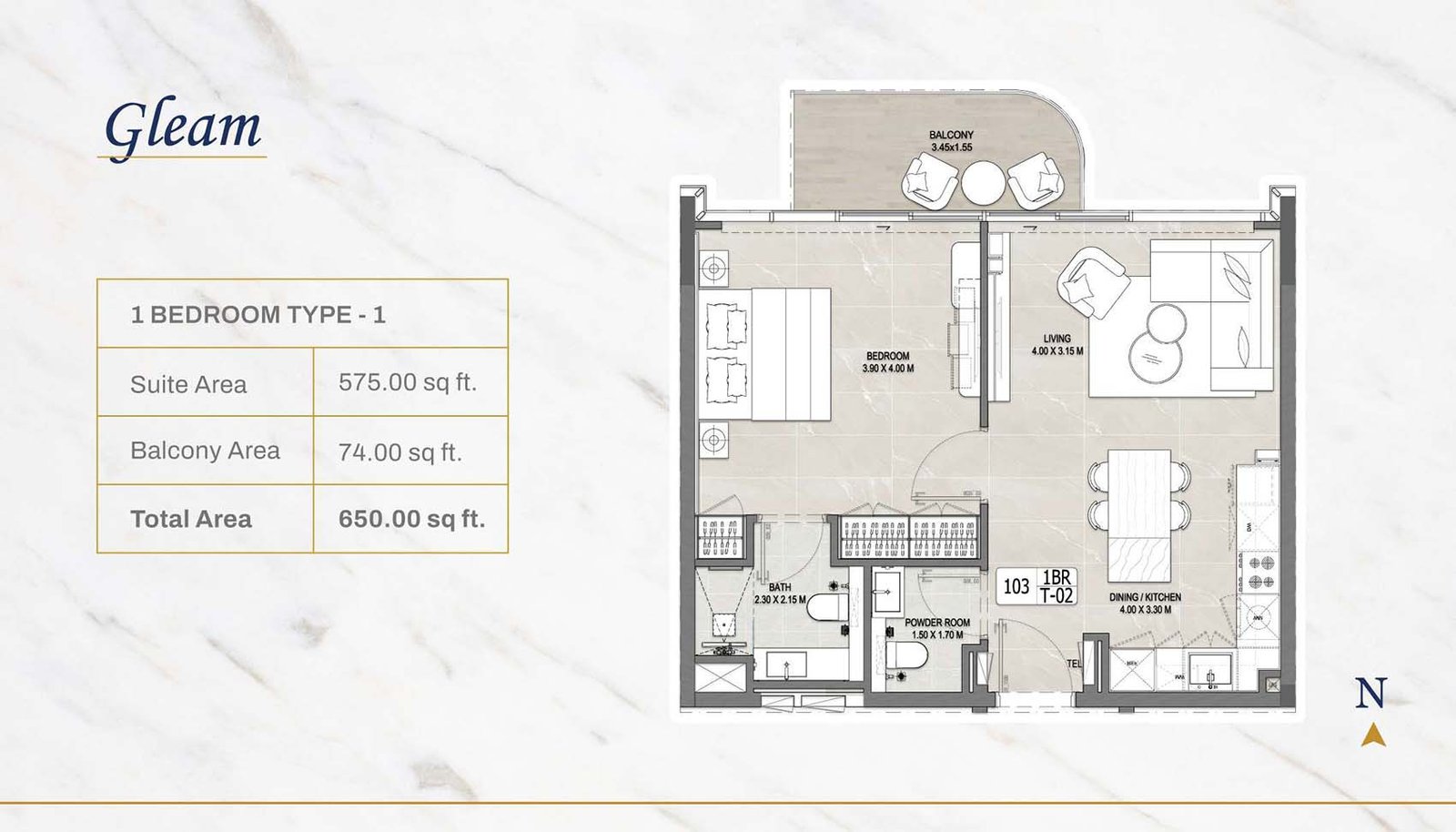 1 Bedroom floor plan