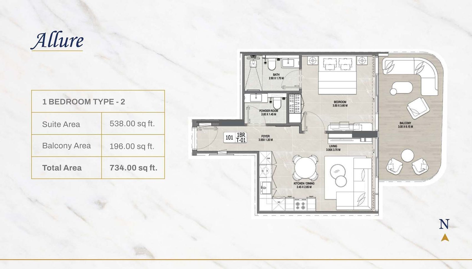 1 Bedroom floor plan