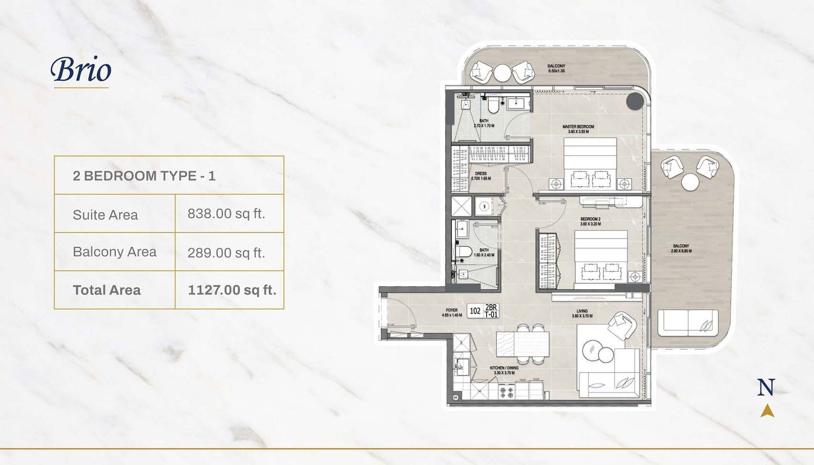 2 Bedrooms floor plan