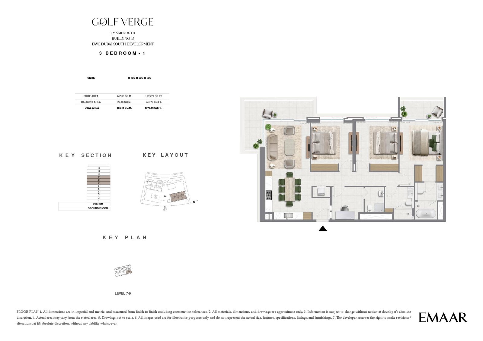 3 Bedrooms + Study floor plan