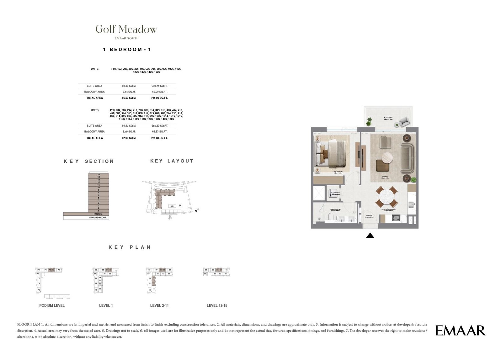 1 Bedroom floor plan