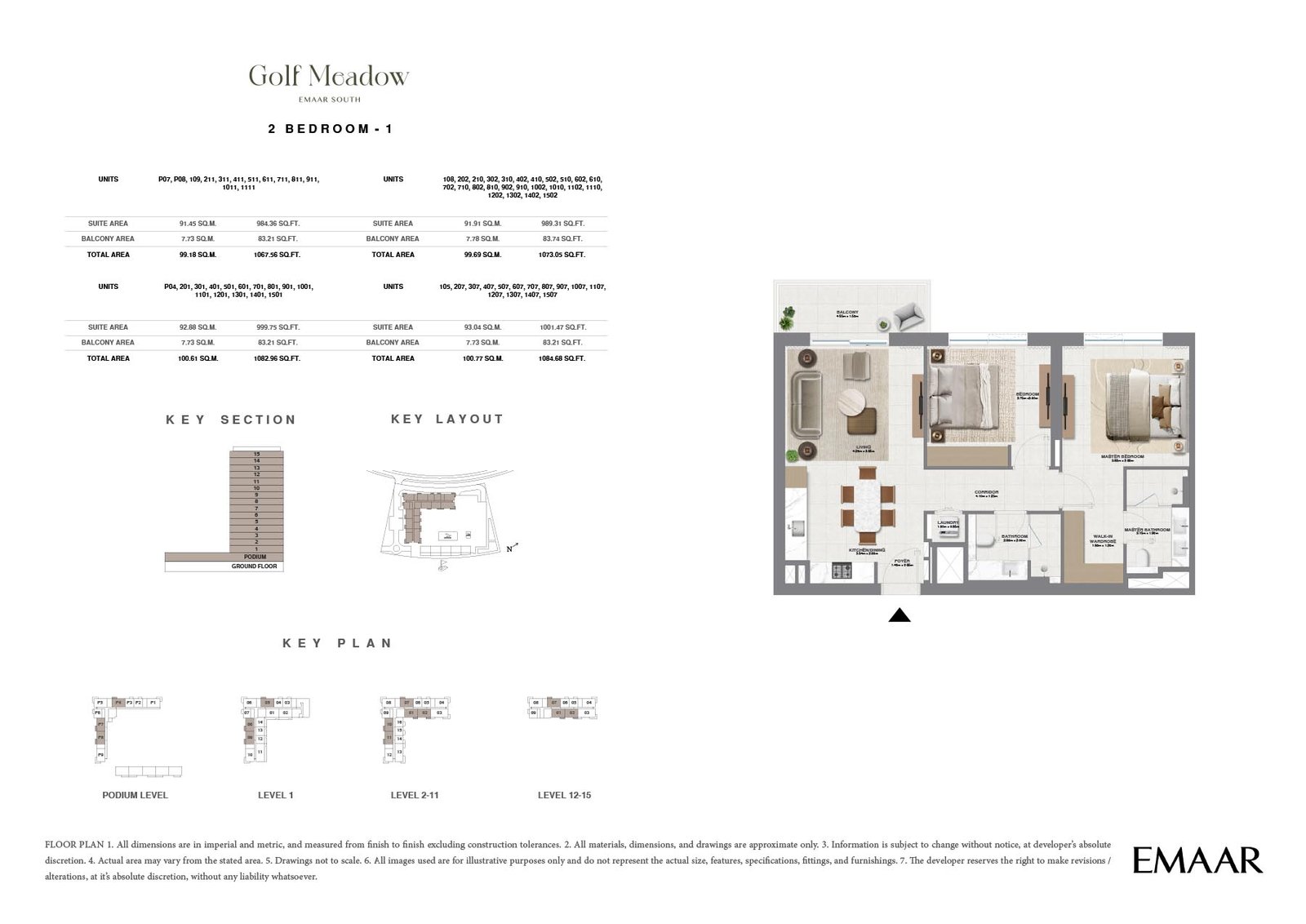 2 Bedrooms floor plan