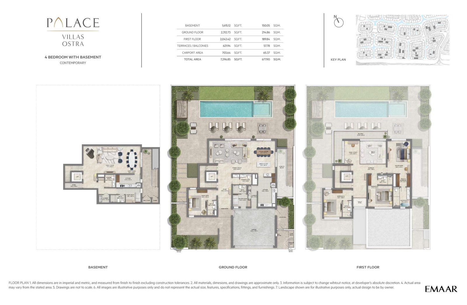 4 Bedroom + Pool + Maid + Study floor plan