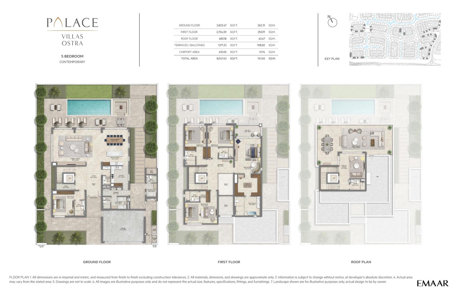 5 Bedrooms + Pool + Maid floor plan