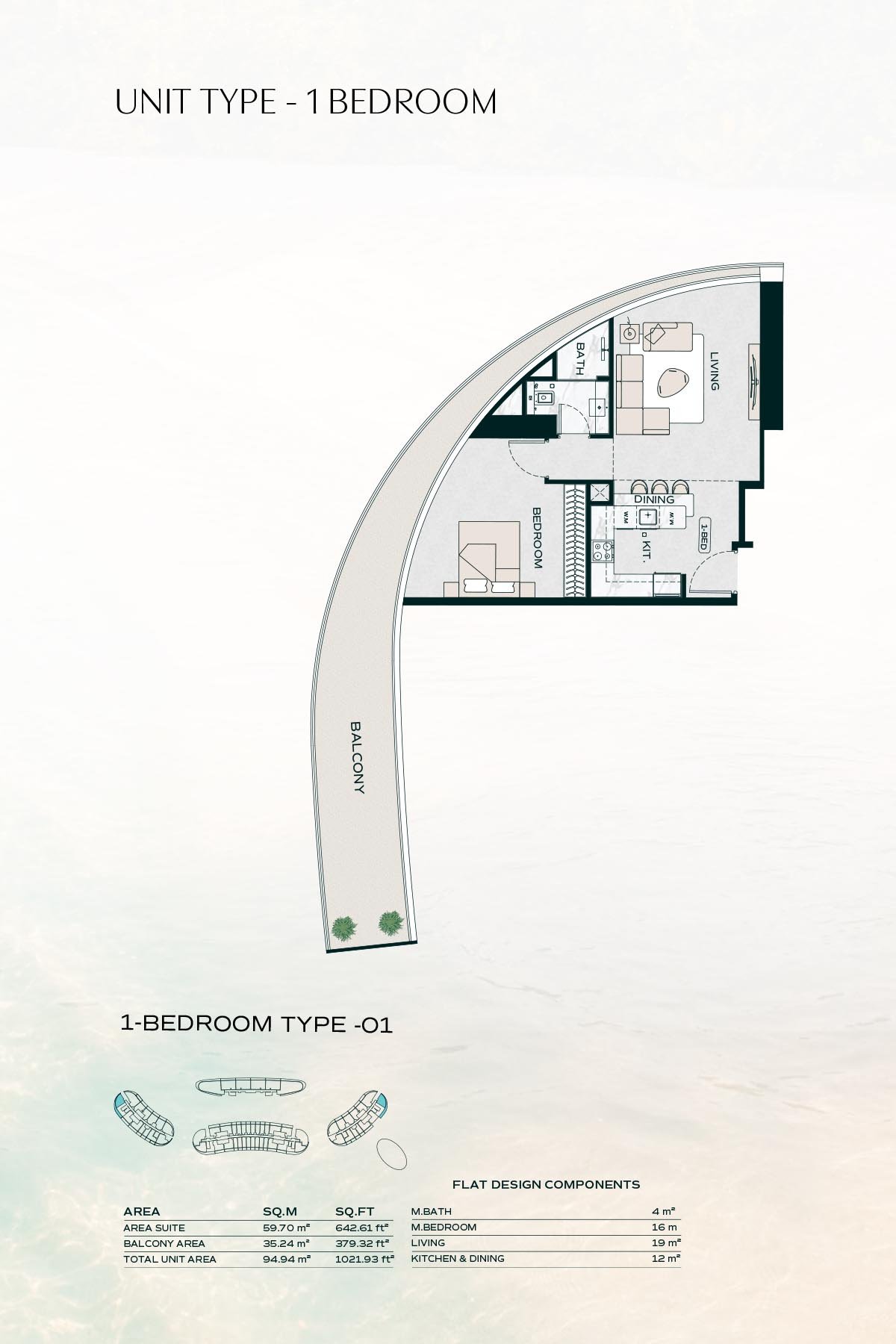 1 Bedroom floor plan