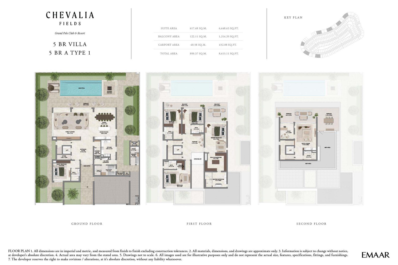 5 Bedrooms + Pool + Maid + Study floor plan