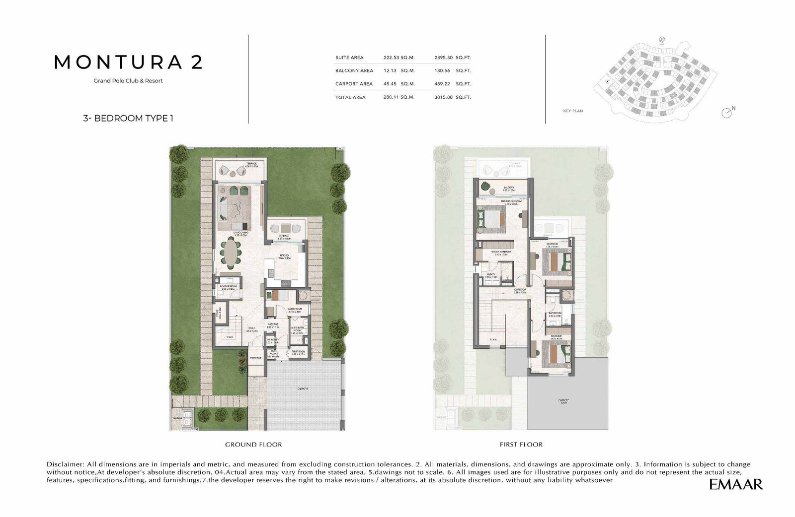 3 Bedrooms + Maid floor plan