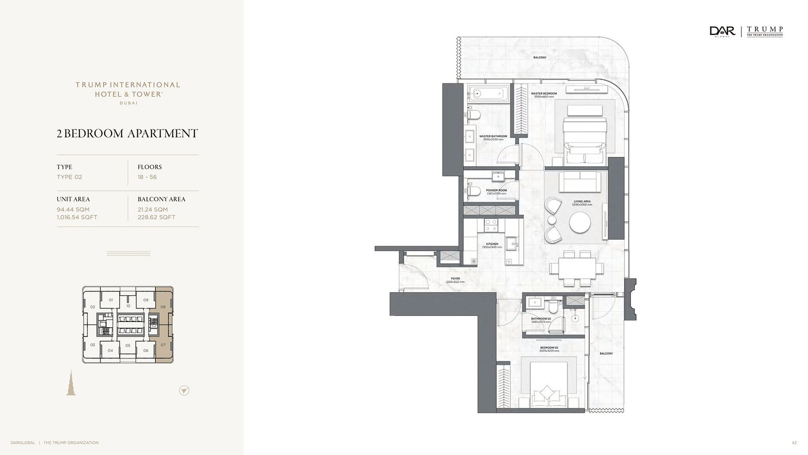 2 Bedrooms floor plan