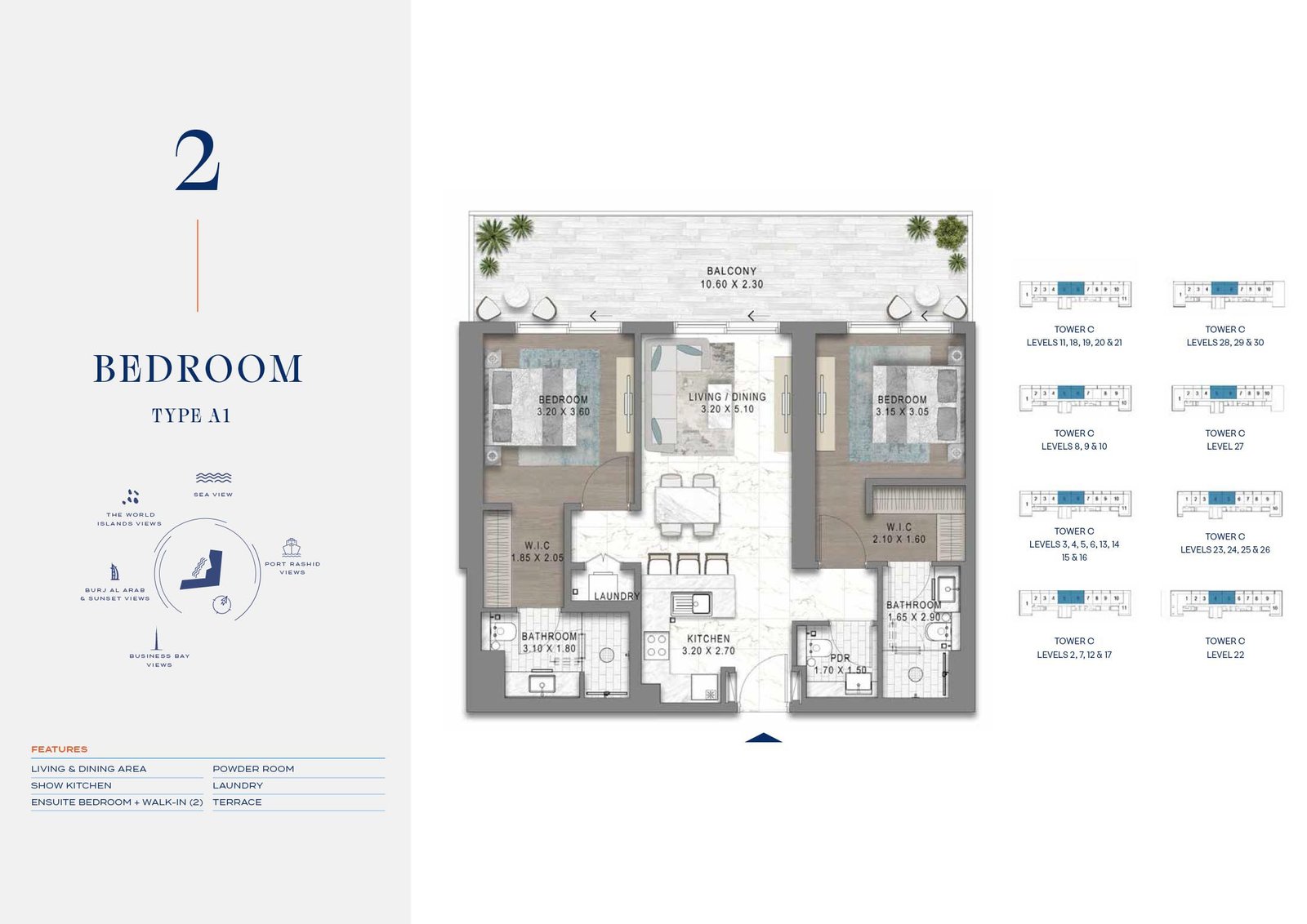 2 Bedrooms floor plan